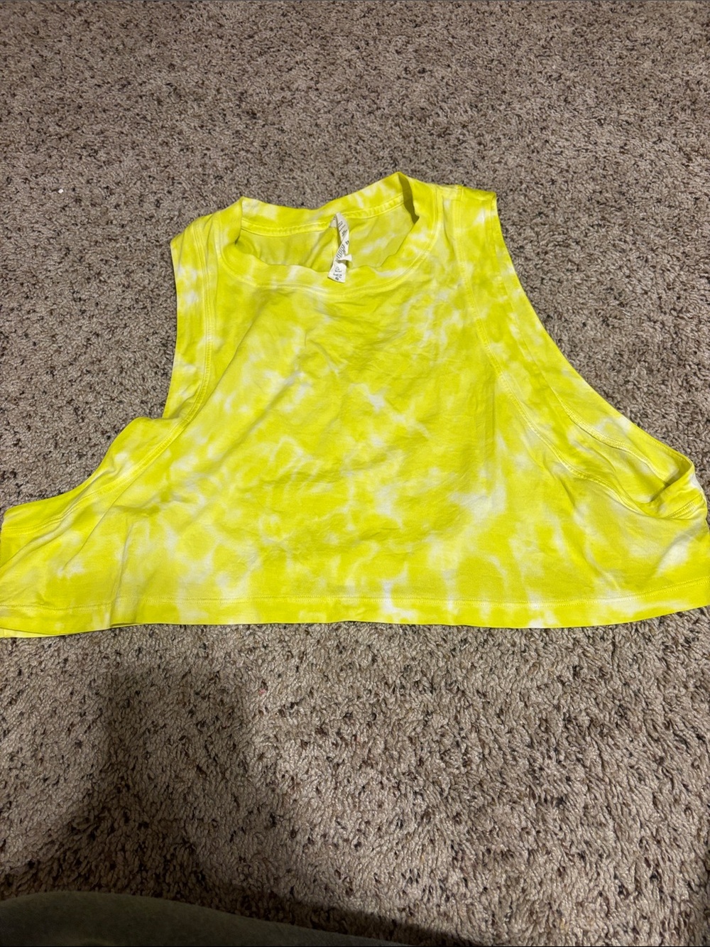 lululemon athletica Neon Yellow Tie-Dye Cropped Muscle Tank